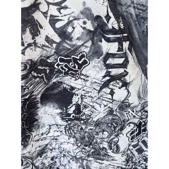 Fox Racing Board Shorts Mens 33 Black White Graphiti Cargo Pocket Unlined - Picture 4 of 6